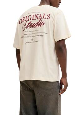 Camiseta Jack and Jones Norrebro beige para hombre