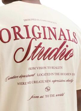 Camiseta Jack and Jones Norrebro beige para hombre