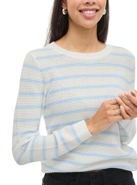 Jersey Vila Vidalo blanco y azul para mujer