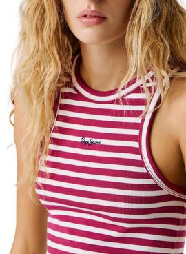 Camiseta Pepe Jeans Marian rosa y blanco para mujer