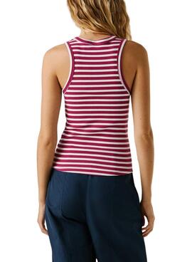 Camiseta Pepe Jeans Marian rosa y blanco para mujer