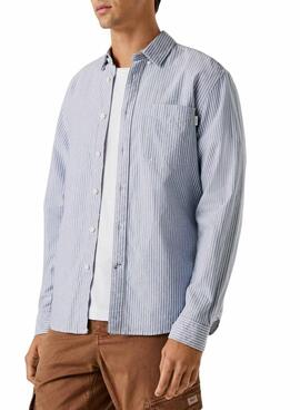 Camisa de rayas Pepe Jeans Prescot azul y blanco para hombre