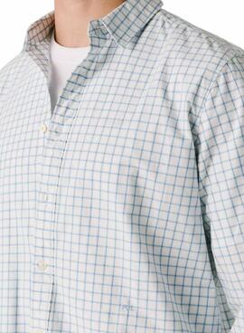Camisa Pepe Jeans Presley geométrica azul y blanca para hombre