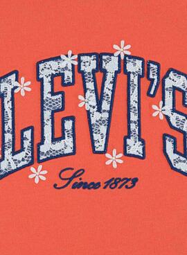 Camiseta Levis Chambray Applique coral para niña