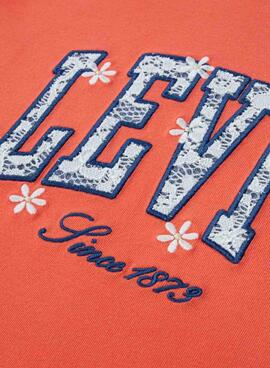 Camiseta Levis Chambray Applique coral para niña