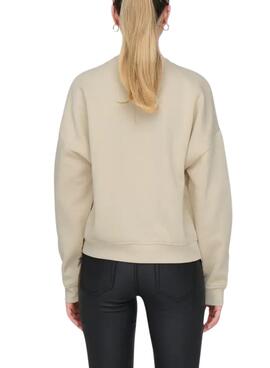 Sudadera Only Onlsweat Life beige para mujer