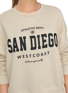 Sudadera Only Onlsweat Life beige para mujer