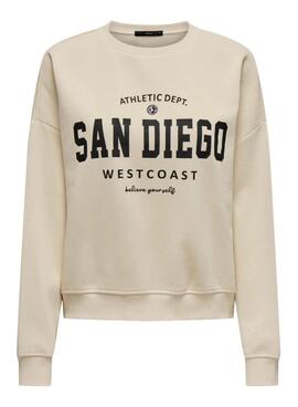 Sudadera Only Onlsweat Life beige para mujer