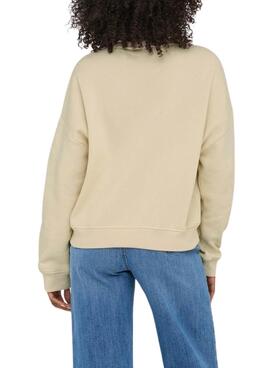 Sudadera Only Onlsweat Life beige para mujer