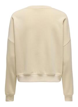 Sudadera Only Onlsweat Life beige para mujer