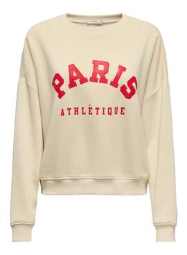 Sudadera Only Onlsweat Life beige para mujer
