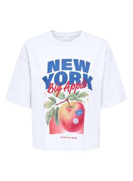Camiseta Only Jossi New York blanco para mujer