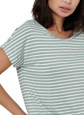 Camiseta Only Moster rayas verde para mujer