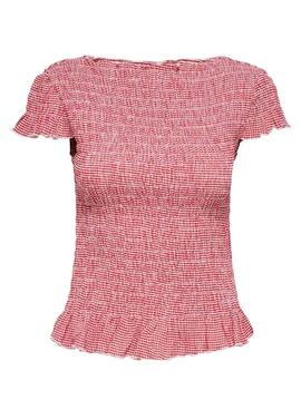 Top Only Celle estampado vichy rojo para mujer