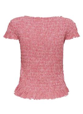 Top Only Celle estampado vichy rojo para mujer