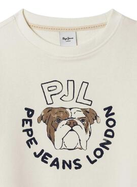 Sudadera Pepe Jeans Bulldog Wilfred beige para niño 