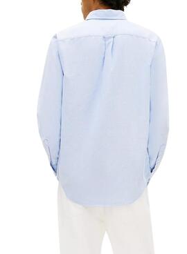 Camisa Tommy Jeans Oxford con logo azul para hombre