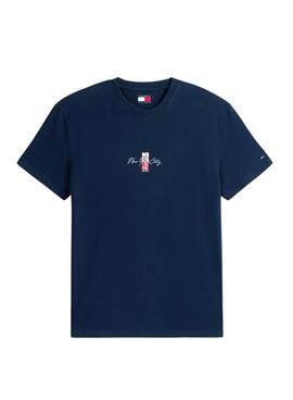 Camiseta Tommy Jeans Sign Block marino para hombre