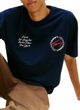 Camiseta Tommy Jeans Circle Relaxed marino para hombre