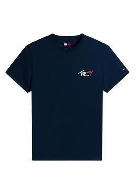 Camiseta Tommy Jeans Sign Chest Slim marino para hombre