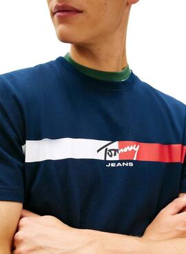 Camiseta Tommy Jeans Signature Stripe marino para hombre