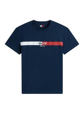 Camiseta Tommy Jeans Signature Stripe marino para hombre