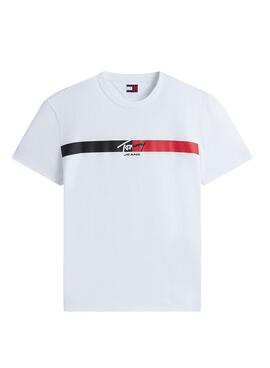 Camiseta Tommy Jeans Signature Stripe blanco para hombre