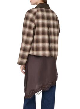 Chaqueta Only Kine cuadros marrón para mujer