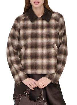 Chaqueta Only Kine cuadros marrón para mujer