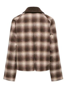Chaqueta Only Kine cuadros marrón para mujer