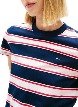 Camiseta Tommy Jeans rayas regular marino para mujer