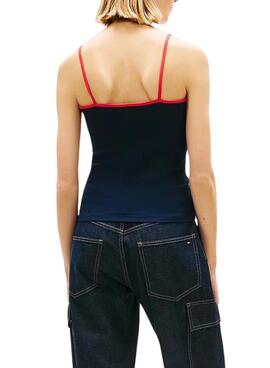 Top Tommy Jeans Slim Badge marino para mujer