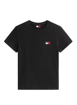Camiseta Tommy Jeans Wavy Flag negro para mujer