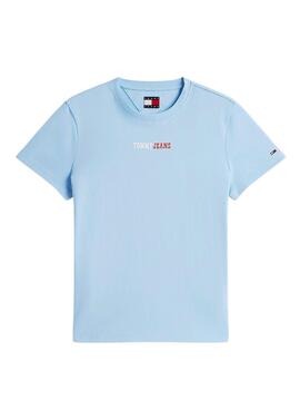 Camiseta Tommy Jeans Essential logo azul para mujer