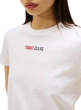 Camiseta Tommy Jeans Essential logo blanco para mujer