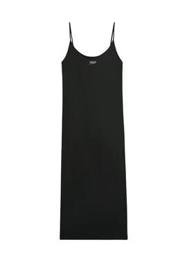 Vestido Tommy Jeans Silver Script negro midi para mujer