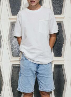 Camiseta Mayoral blanca con bolsillo para niño 