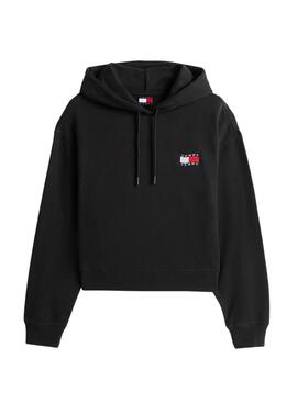 Sudadera Tommy Jeans Wavy Flag negro para mujer