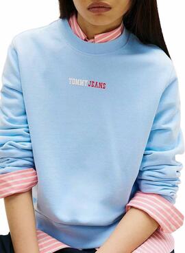 Sudadera Tommy Jeans Essential logo azul para mujer