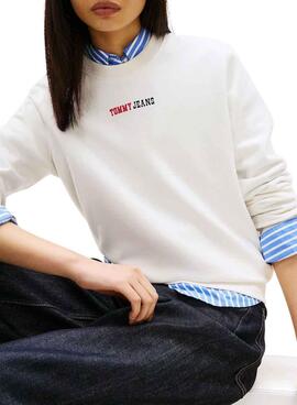 Sudadera Tommy Jeans Essential logo blanco para mujer
