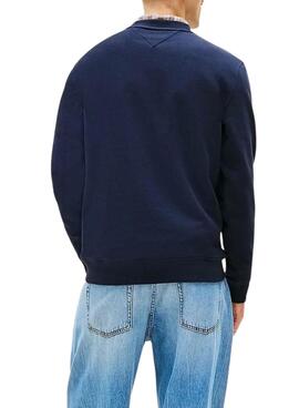 Sudadera Tommy Jeans Linear Chest marino para hombre