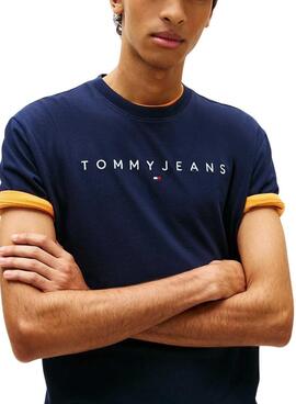 Camiseta Tommy Jeans Linear Logo marino regular para hombre