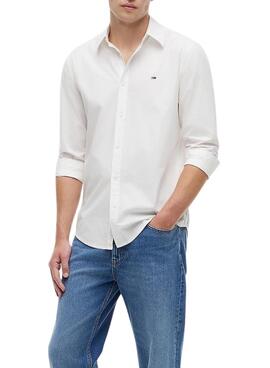 Camisa Tommy Jeans Popelín regular blanco para hombre