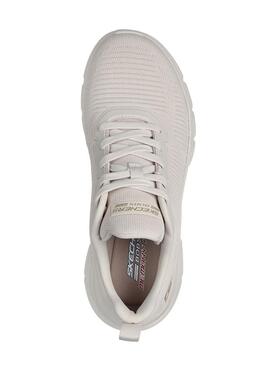 Zapatillas Skechers BOBS Sport B Flex Hi beige para mujer