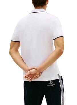 Polo Tommy Hilfiger Piqué blanco listas en contraste para hombre