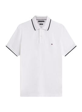 Polo Tommy Hilfiger Piqué blanco listas en contraste para hombre