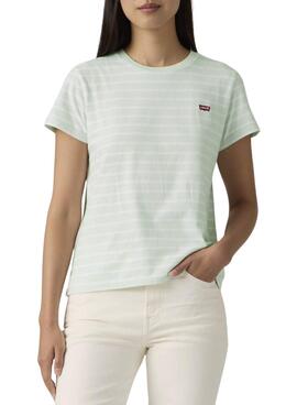 Camiseta Levis Emily estampado de rayas turquesa para mujer