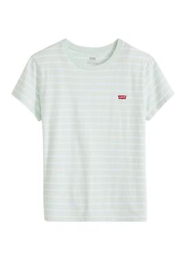 Camiseta Levis Emily estampado de rayas turquesa para mujer