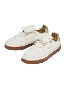 Zapatillas Pepe Jeans Ball Studs piel con tachuelas blanco para mujer