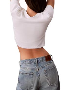 Camiseta Calvin Klein Jeans cropped blanco para mujer